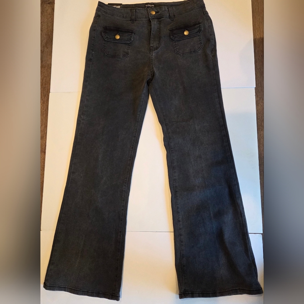 Bebe Women's Gray Flare Jeans
